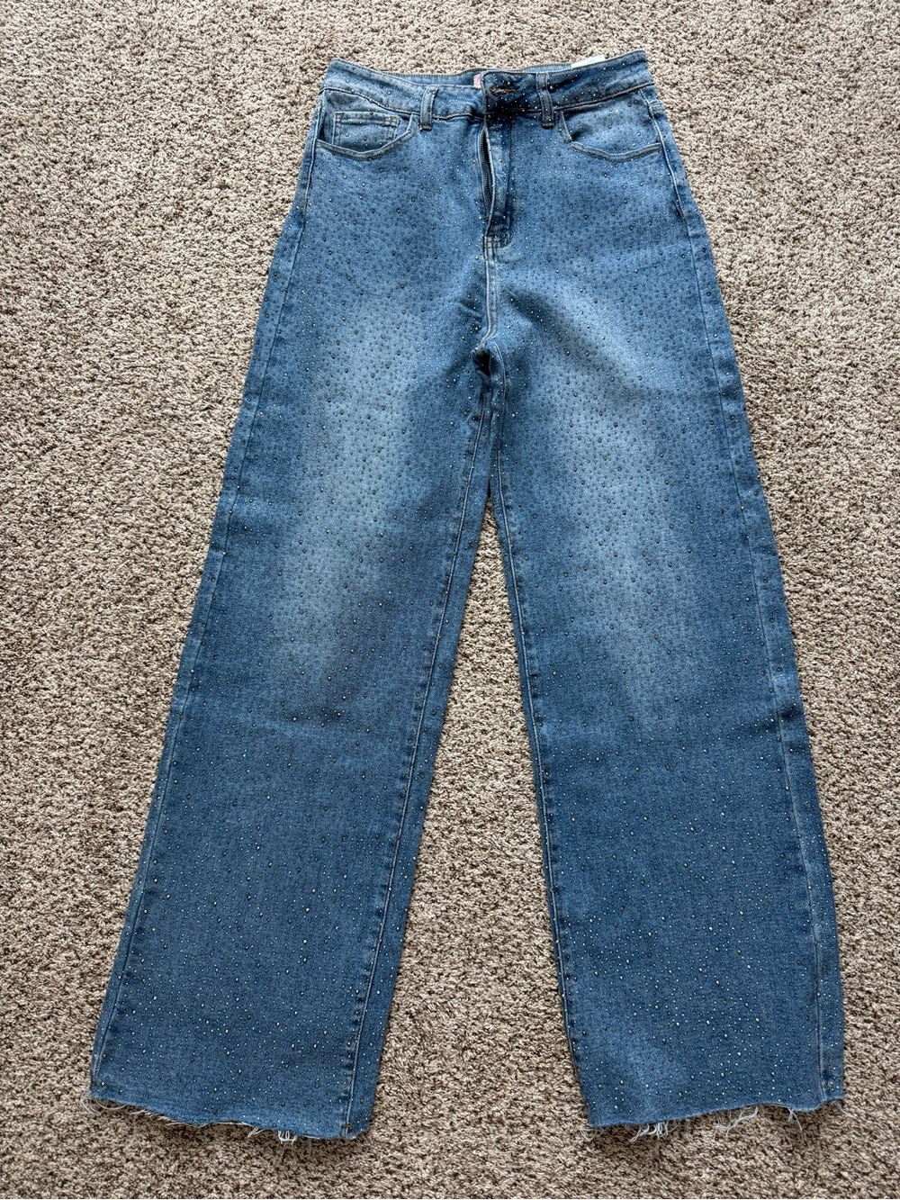 Women’s Wide-Leg Jeans w/ Rhinestone Sparkle